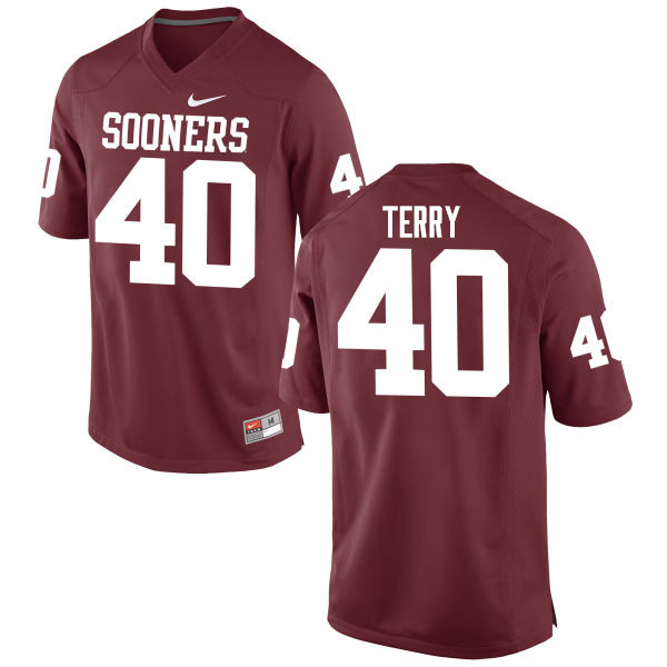 Men Oklahoma Sooners #40 Jon-Michael Terry College Football Jerseys Game-Crimson